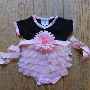 Mud Pie Baby Girl Onesie Pink Black 9-12 Mon